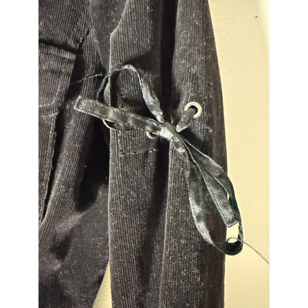 Arden B. Black Corduroy Blazer Ribbon Lace Up Sleeve Zipper Cuff Gothic Jacket S - Picture 5 of 6